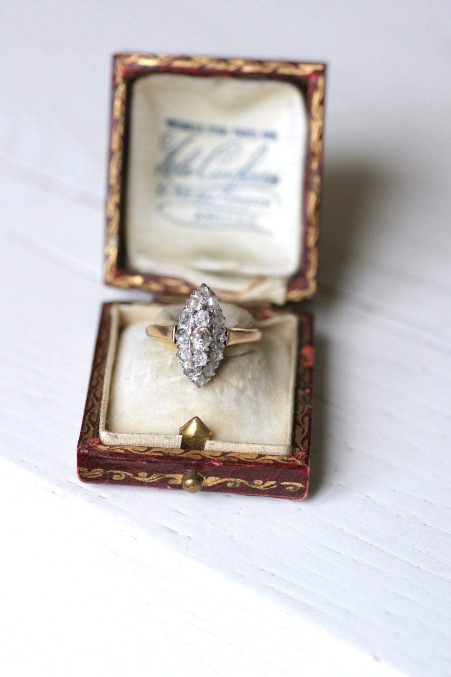 Antique Marquise ring with gold and platinum diamonds - Galerie Pénélope