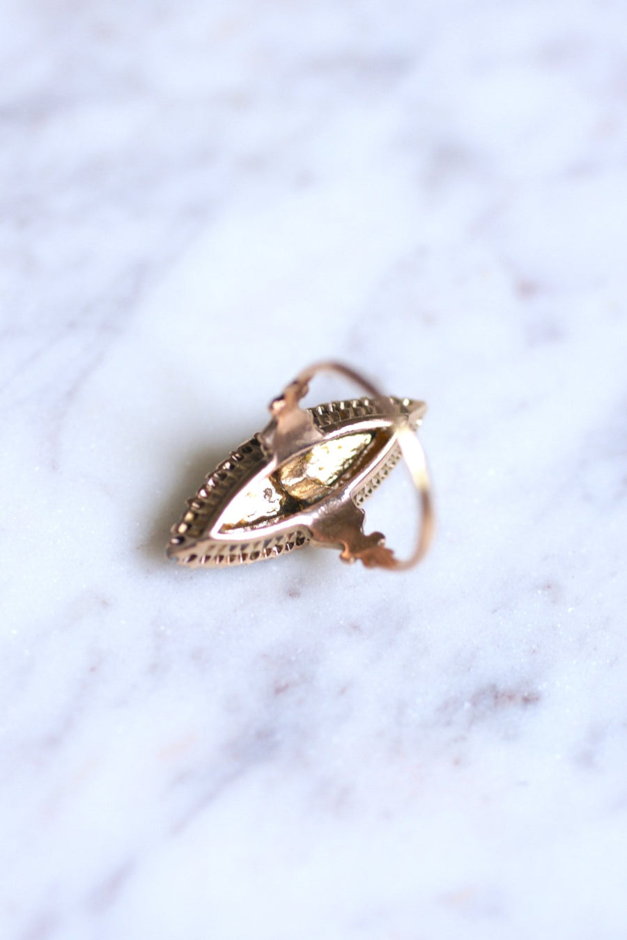 Antique marquise ring in pink gold and diamonds - Galerie Pénélope