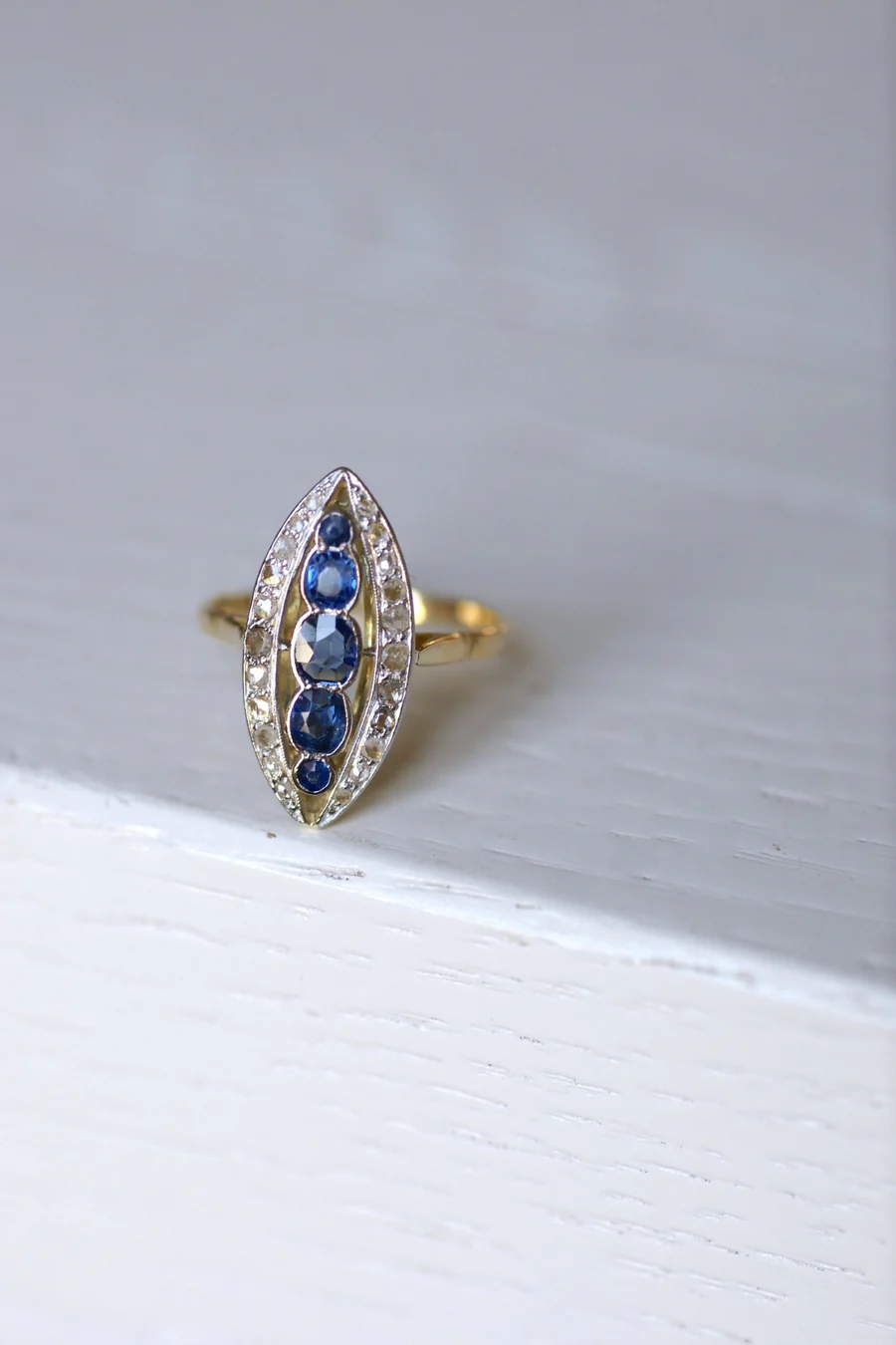 Marquise ring with sapphires and diamonds - Penelope Gallery