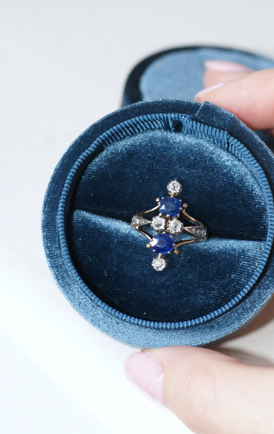 Marquise sapphire and diamond ring - Penelope Gallery