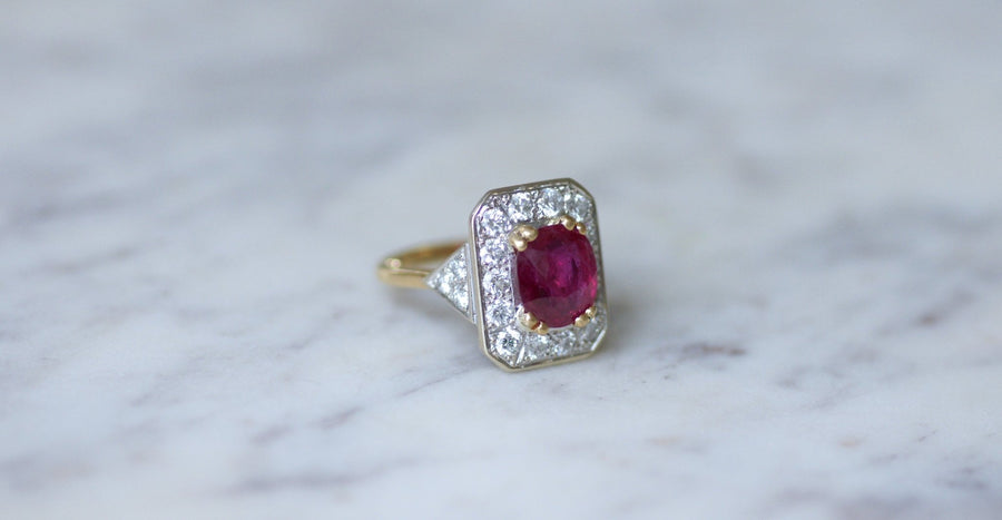 Octagonal Ruby and Diamond Ring - Galerie Pénélope