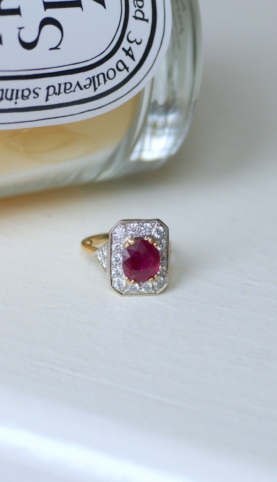 Octagonal Ruby and Diamond Ring - Galerie Pénélope