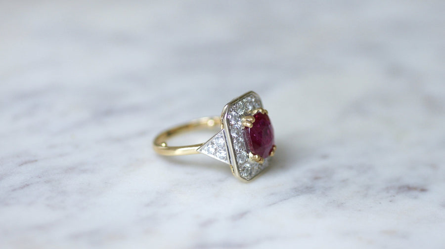 Octagonal Ruby and Diamond Ring - Galerie Pénélope