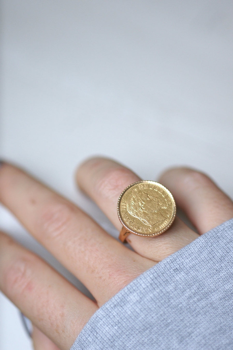 Gold ring 10 Francs Napoleon coin - Penelope Gallery