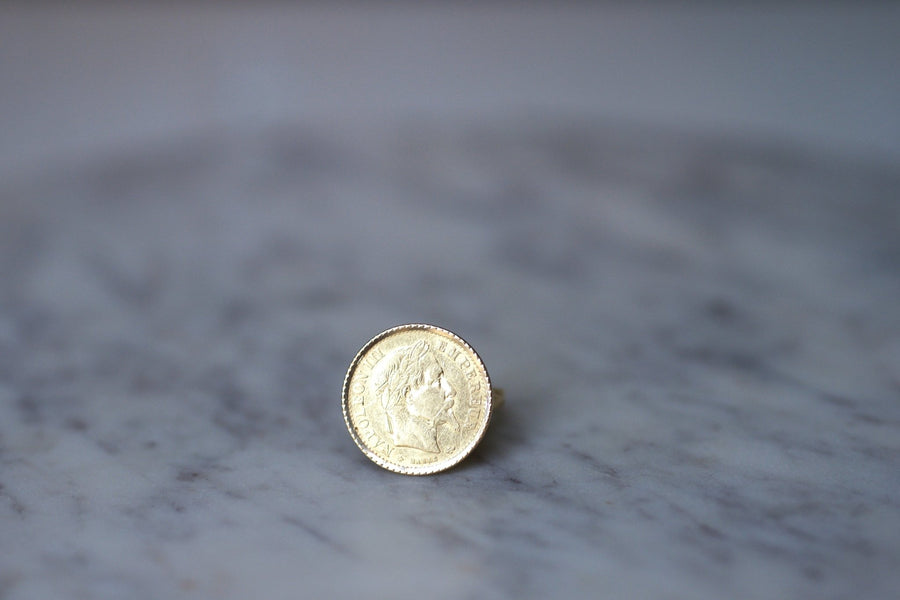 Gold ring 10 Francs Napoleon coin - Penelope Gallery