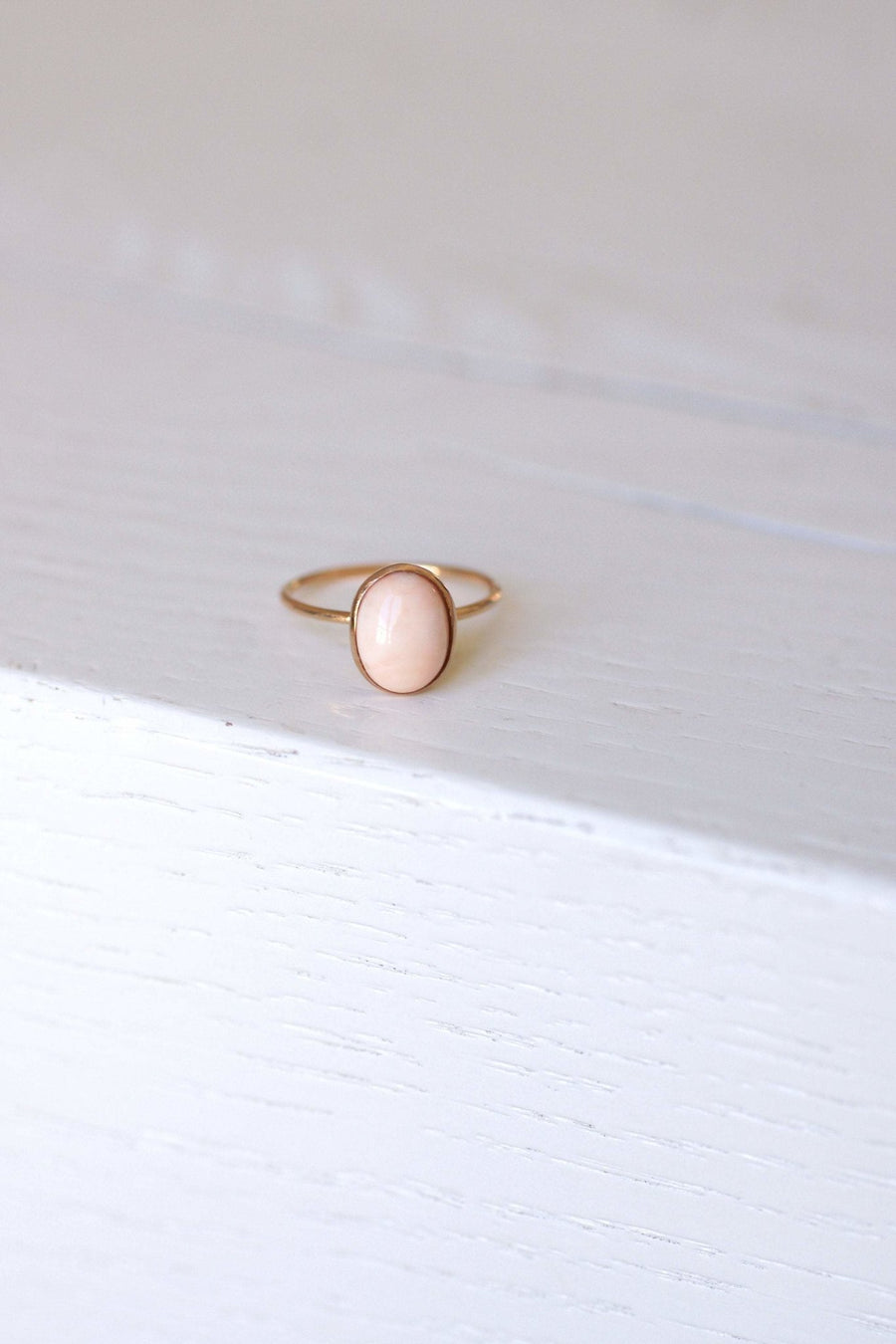 Antique pink gold coral angel skin ring - Penelope Gallery