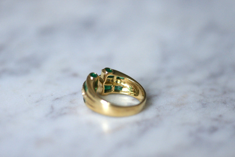 Vintage gold, emeralds and diamonds open ring - Galerie Pénélope