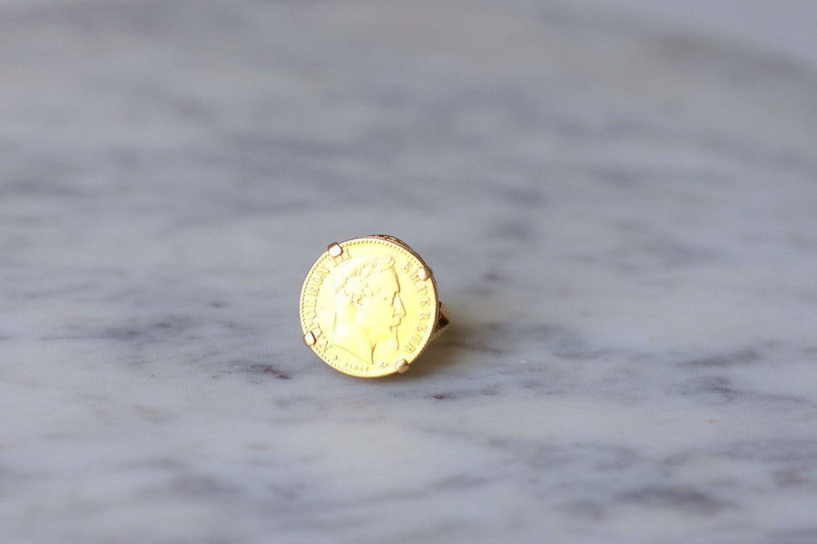 Ring 10 Francs Napoleon coin in yellow gold - Galerie Pénélope