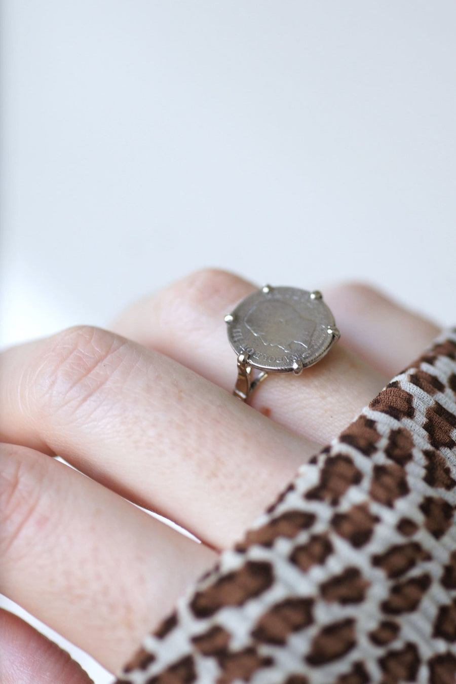 Ring Napoleon coin 20 cent Francs on white gold - Galerie Pénélope