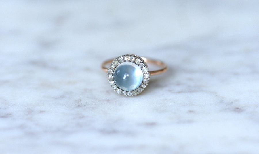 Moonstone ring with diamonds - Penelope Gallery