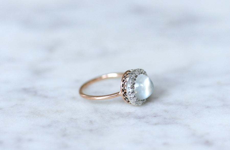 Moonstone ring with diamonds - Penelope Gallery