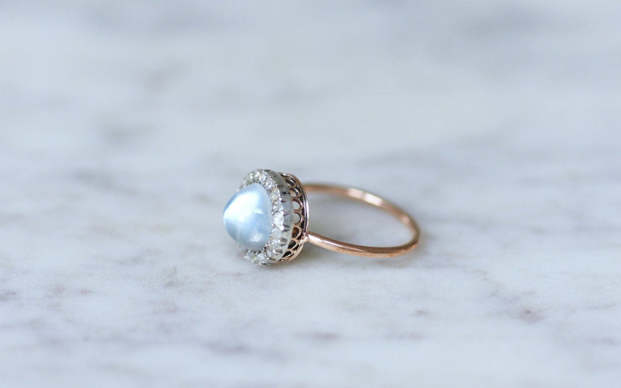 Moonstone ring with diamonds - Penelope Gallery