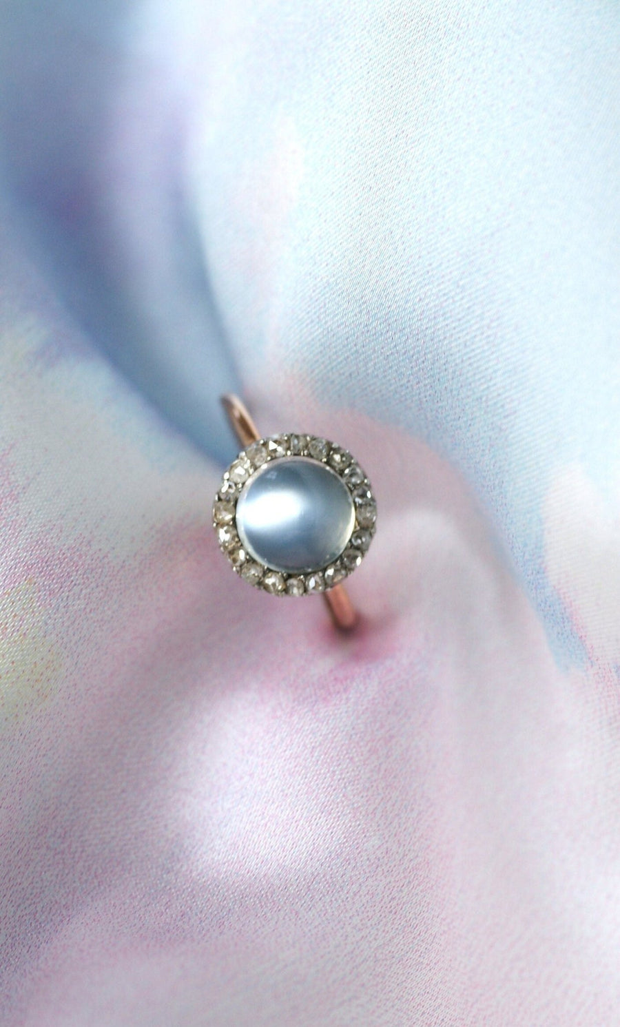 Moonstone ring with diamonds - Penelope Gallery