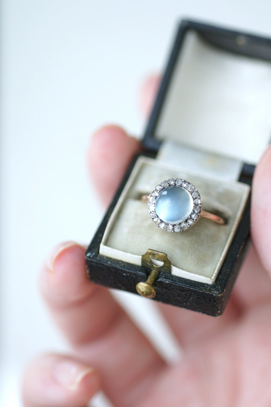 Moonstone ring with diamonds - Penelope Gallery