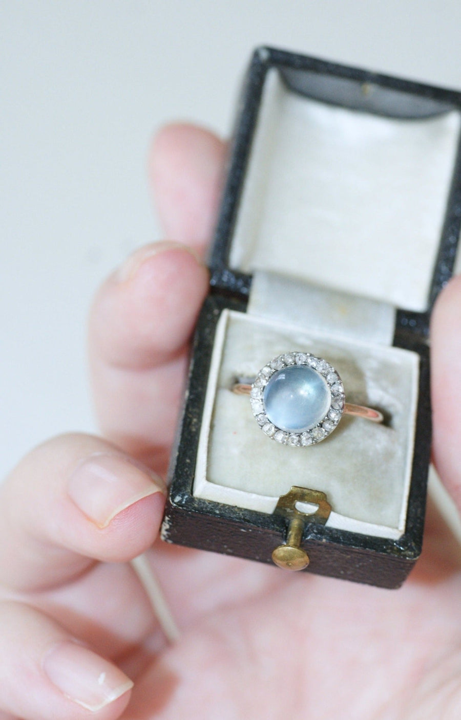 Moonstone ring with diamonds - Penelope Gallery