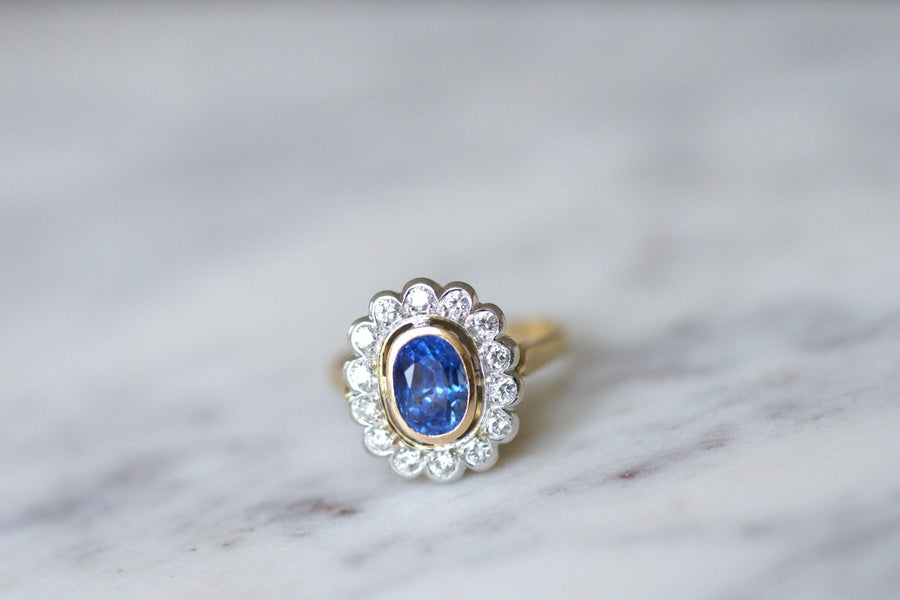 Pompadour sapphire ring with diamond setting - Galerie Pénélope