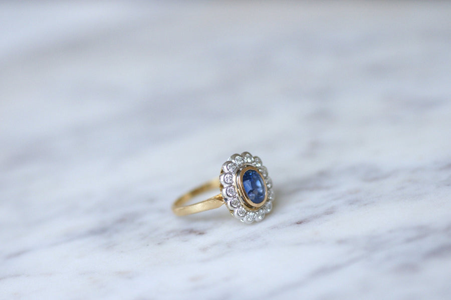 Pompadour sapphire ring with diamond setting - Galerie Pénélope