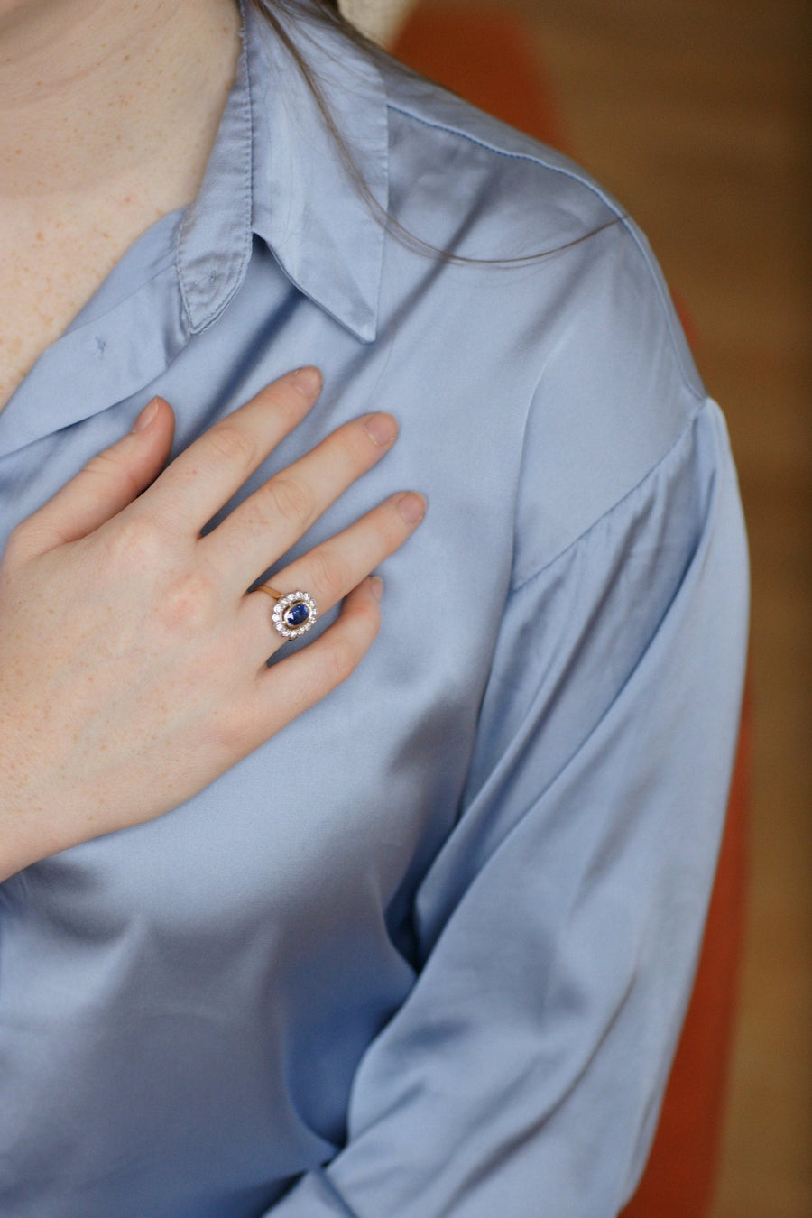 Pompadour sapphire ring with diamond setting - Galerie Pénélope