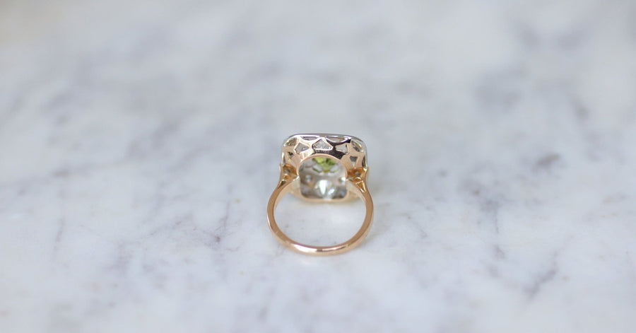 Rectangle ring, peridot and diamonds - Galerie Pénélope