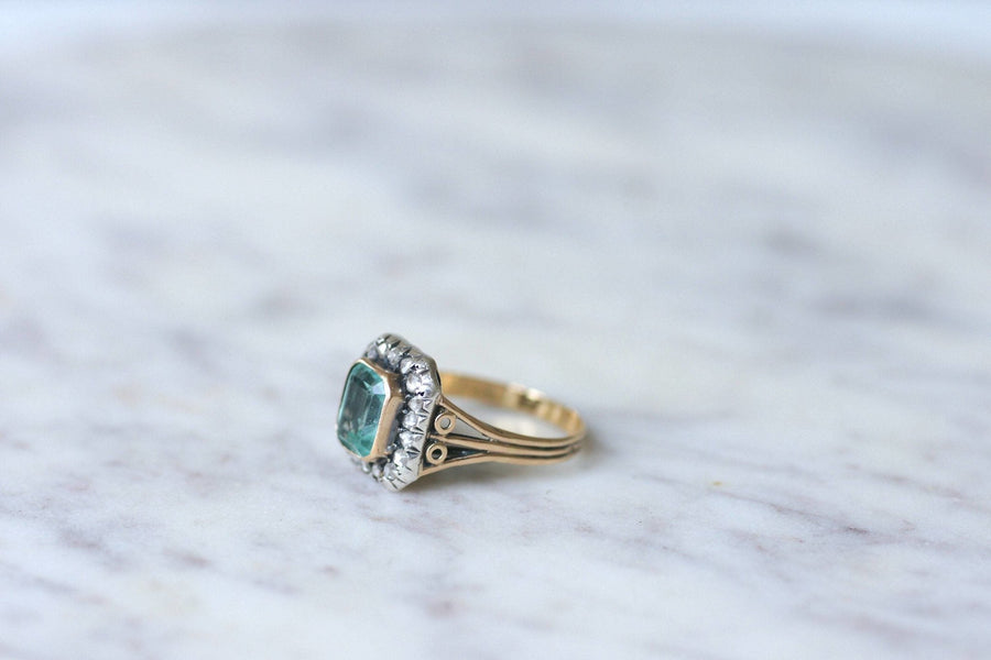 Rectangular emerald and diamond ring - Penelope Gallery