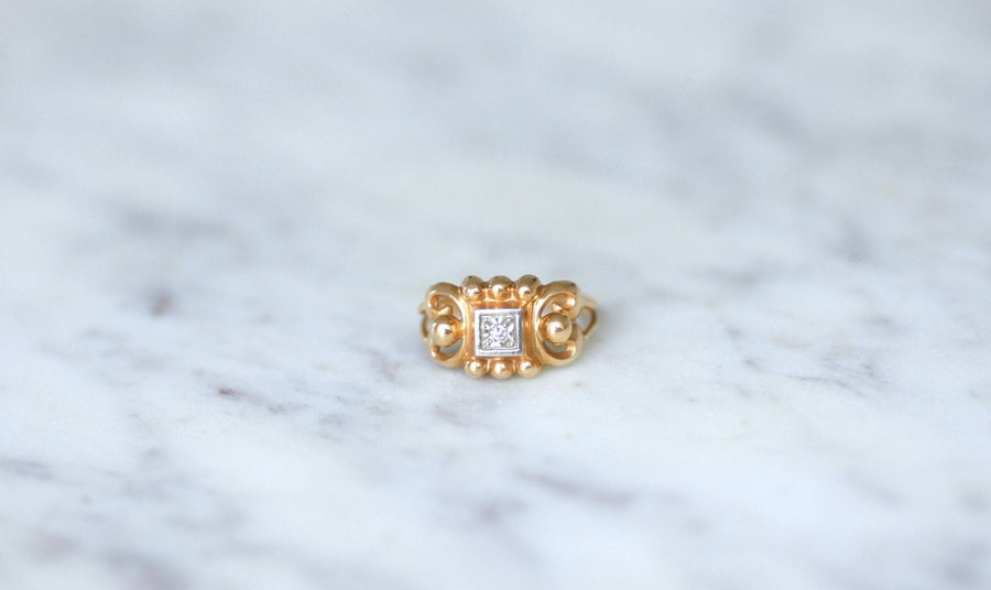 Pink gold and diamond retro ring - Penelope Gallery