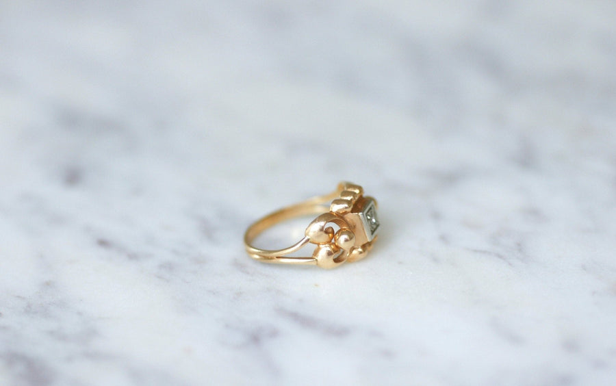 Pink gold and diamond retro ring - Penelope Gallery
