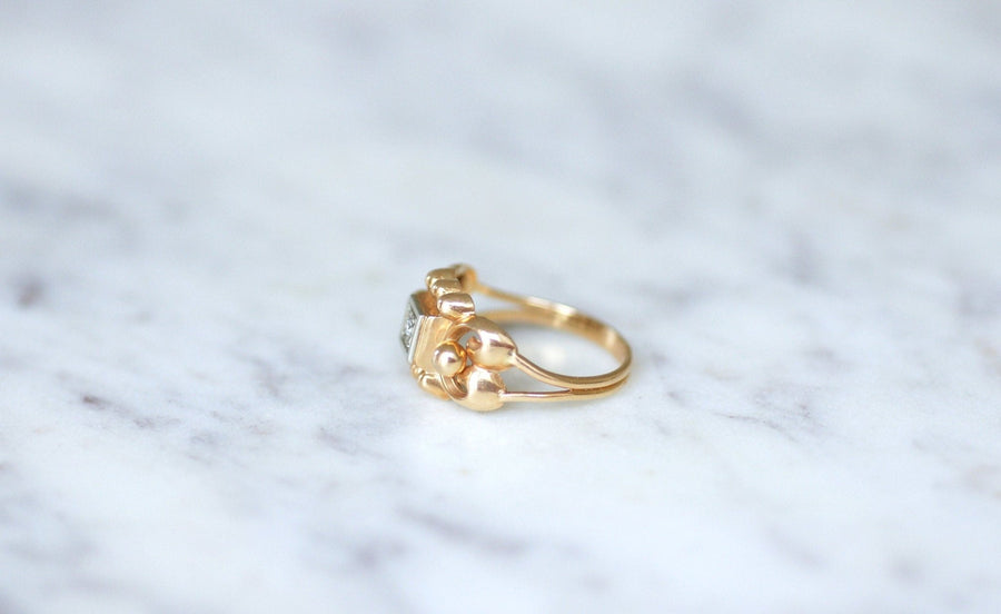 Pink gold and diamond retro ring - Penelope Gallery