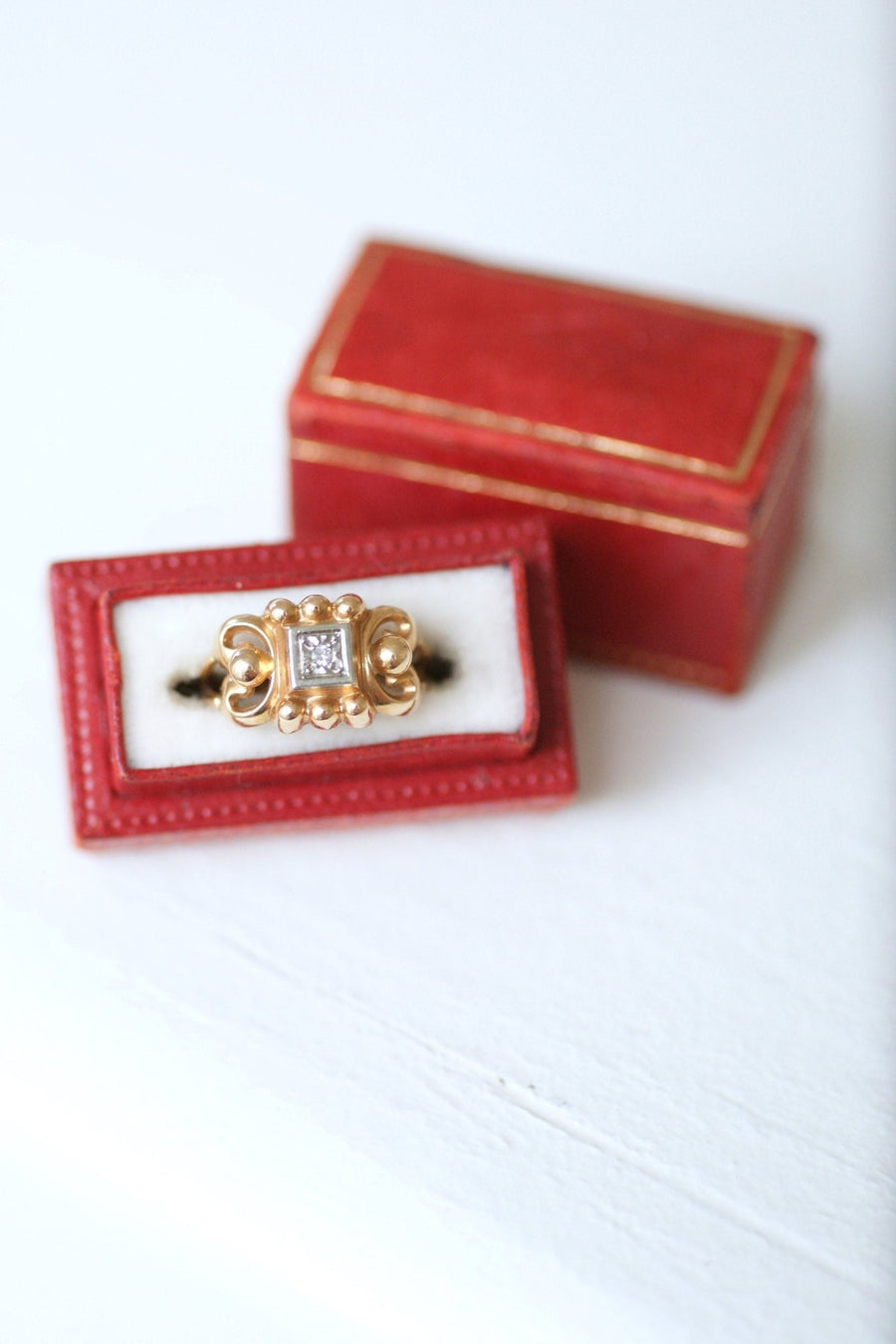 Pink gold and diamond retro ring - Penelope Gallery