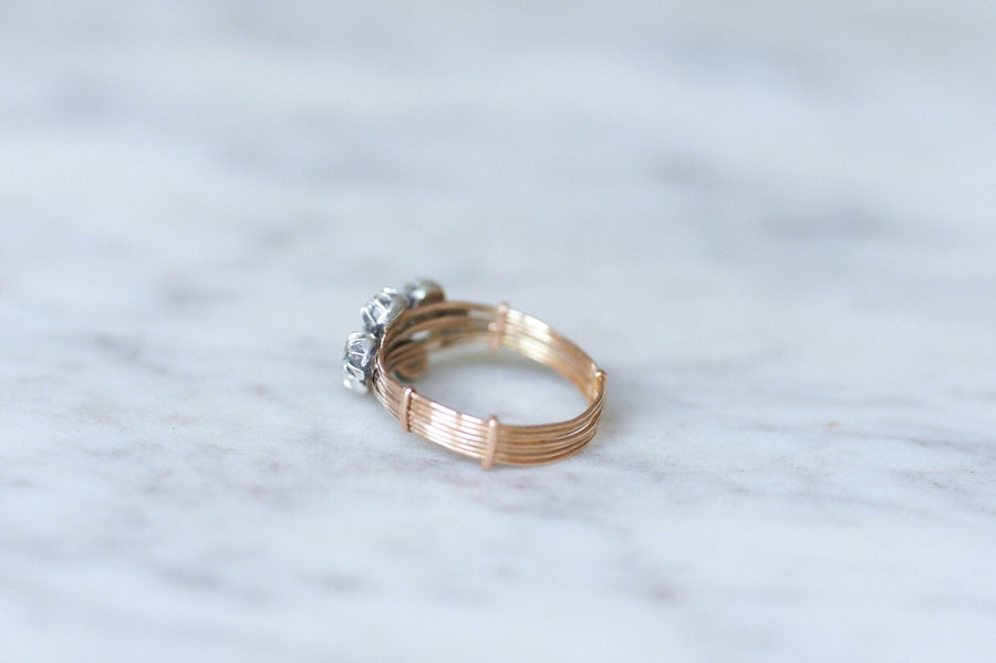 Semainier ring diamonds rose gold and silver Galerie P n lope