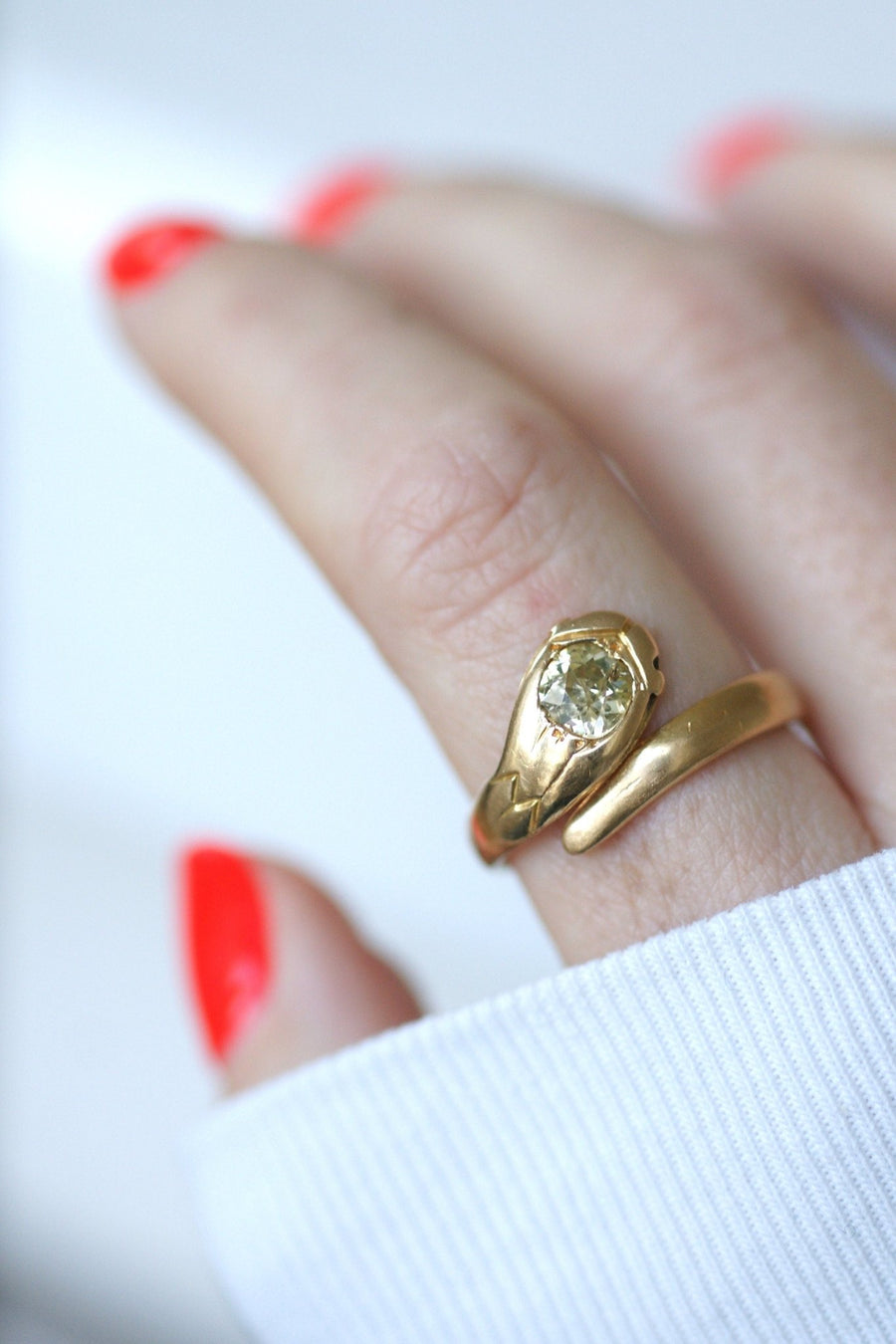 Antique gold and diamond snake ring - Penelope Gallery