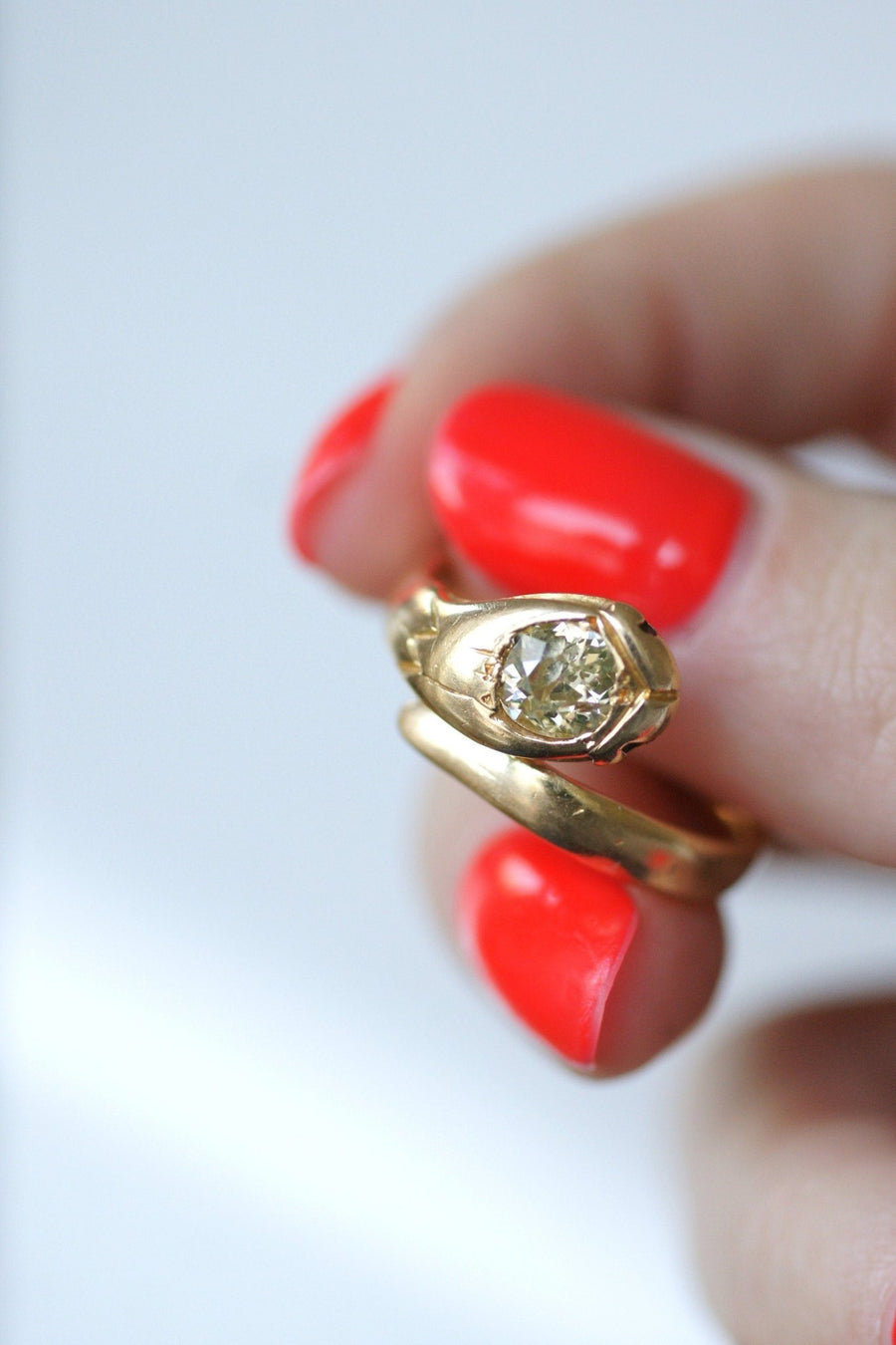 Antique gold and diamond snake ring - Penelope Gallery