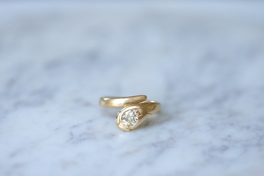Antique gold and diamond snake ring - Penelope Gallery