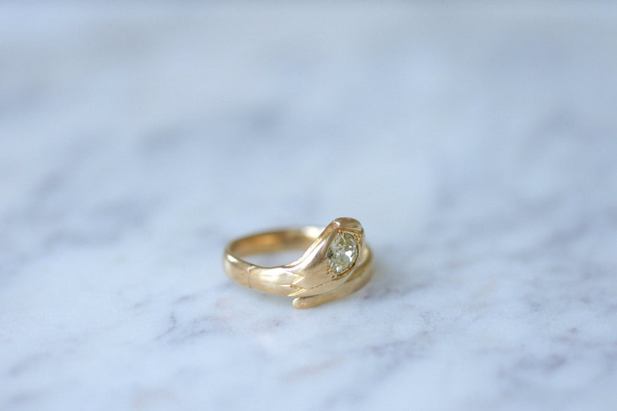 Antique gold and diamond snake ring - Penelope Gallery