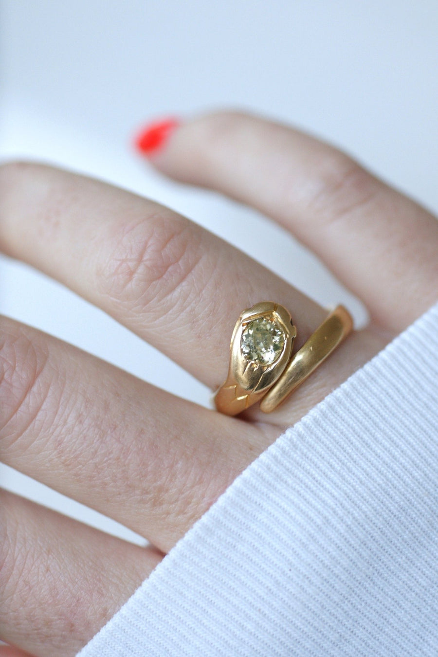 Antique gold and diamond snake ring - Penelope Gallery