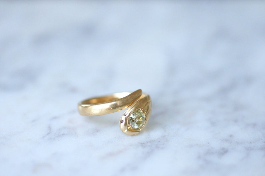 Antique gold and diamond snake ring - Penelope Gallery