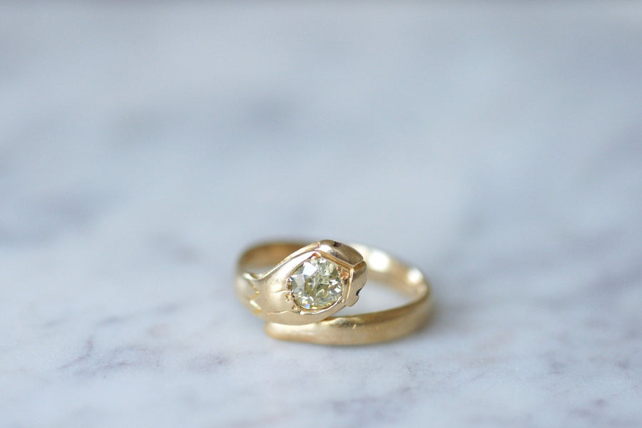 Antique gold and diamond snake ring - Penelope Gallery