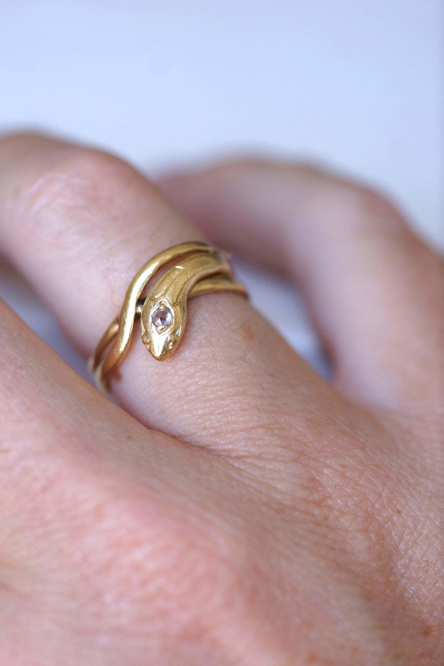Gold and diamond coiled snake ring - Penelope Gallery