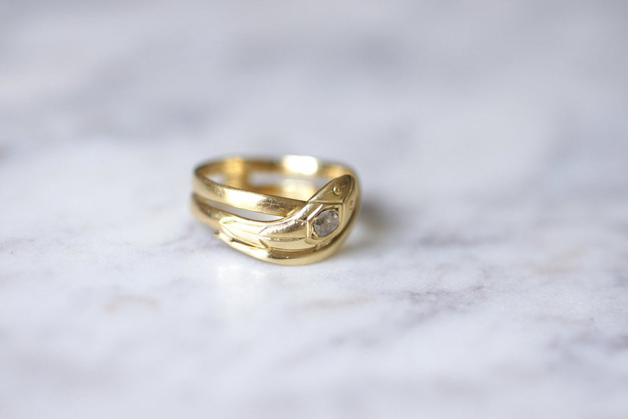 18Kt Gold and Diamond Victorian Snake Ring - Galerie Pénélope