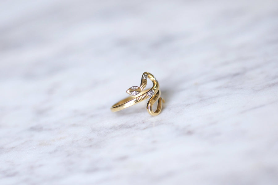 Vintage two gold and diamond snake ring - Penelope Gallery