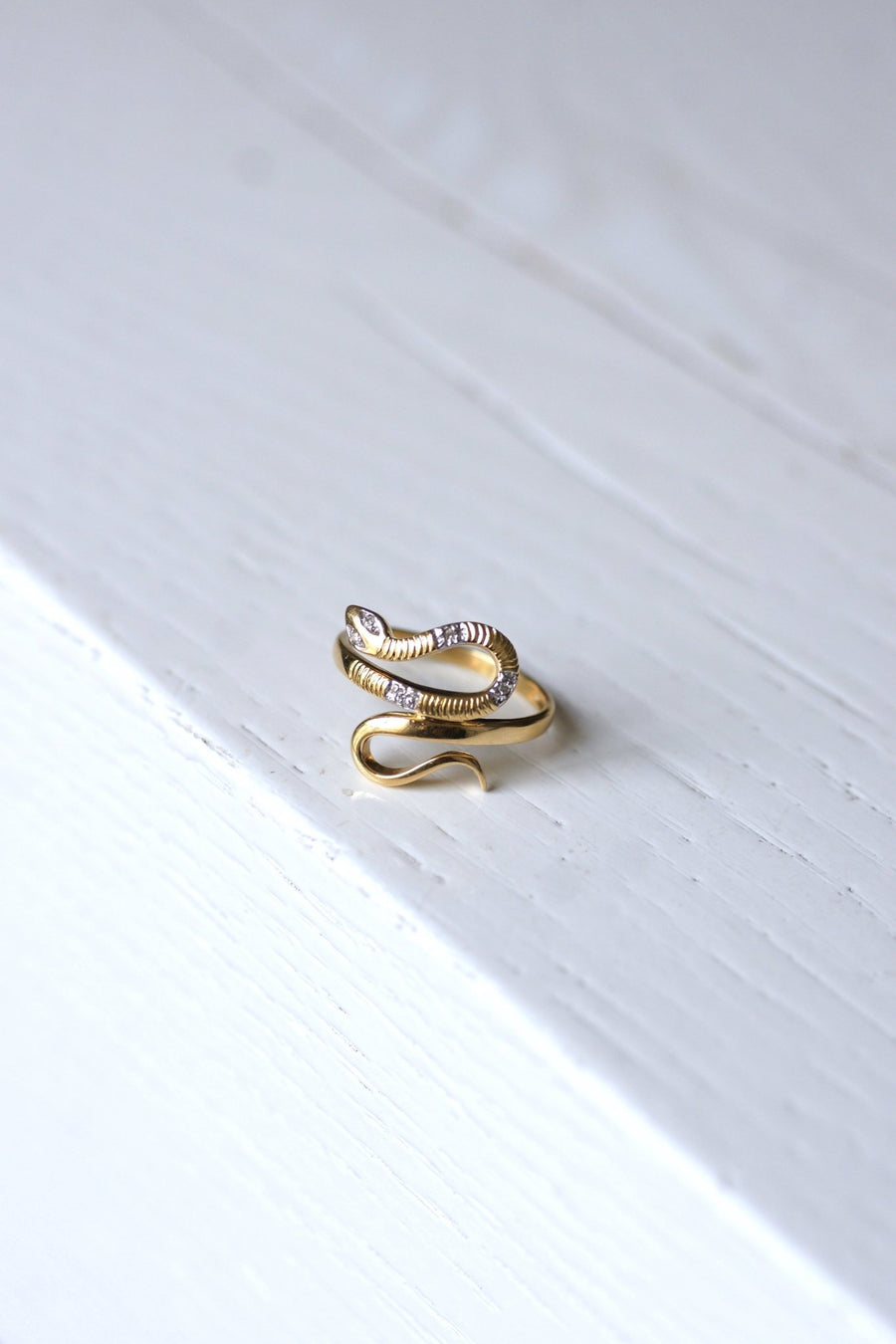 Vintage two gold and diamond snake ring - Penelope Gallery