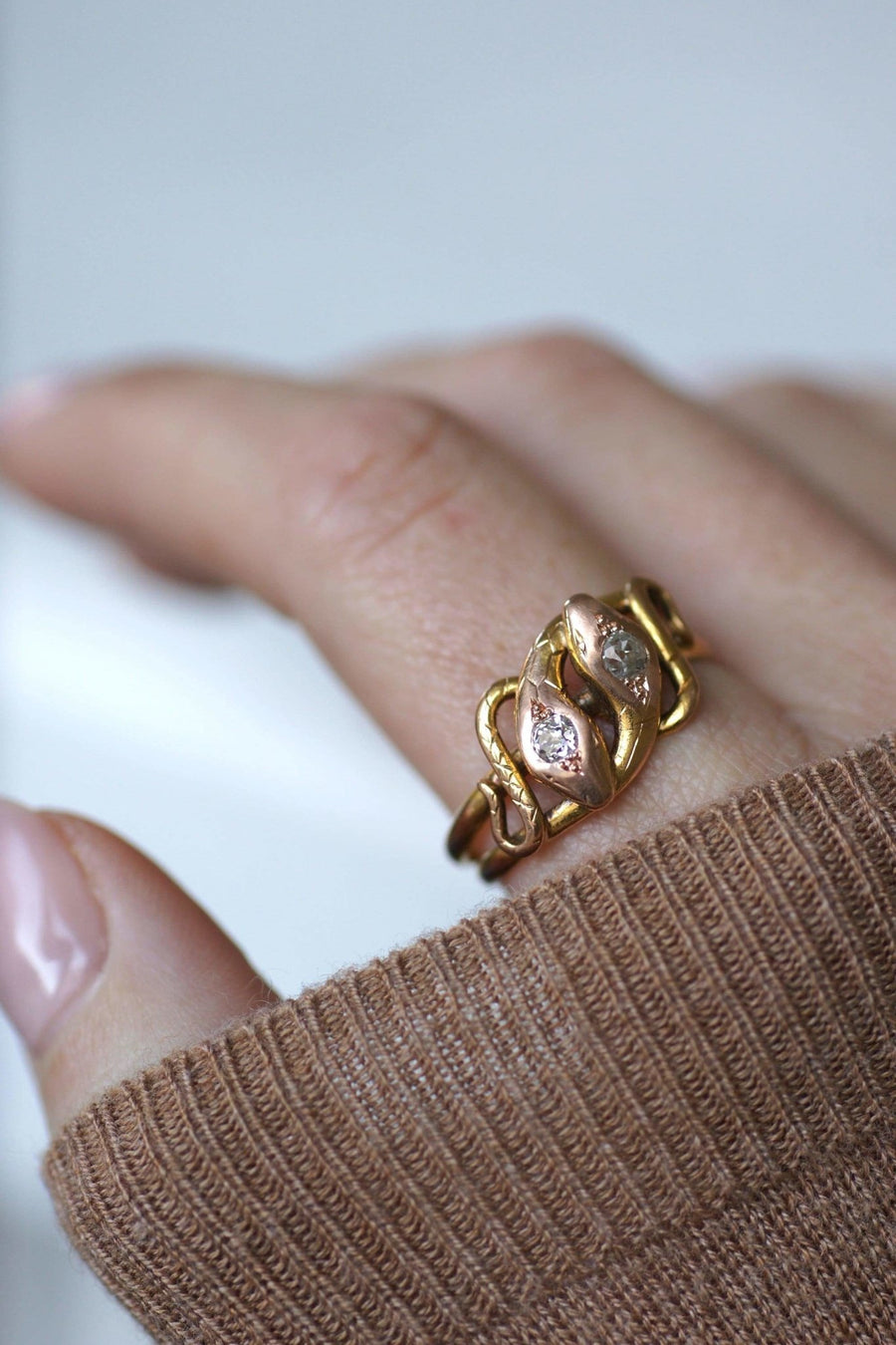 Gold and Diamond Snake Ring - Penelope Gallery