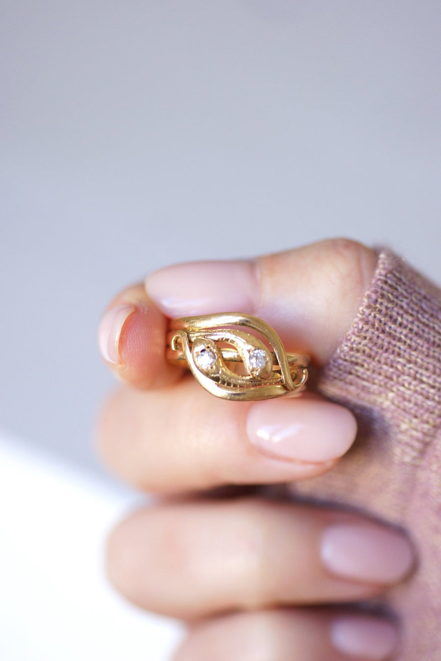 Victorian coiled snakes diamond ring - Penelope Gallery