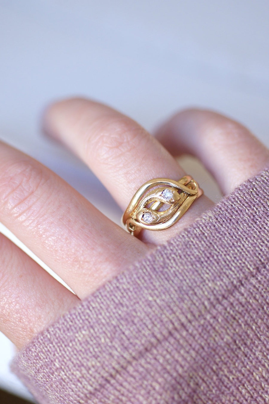 Victorian coiled snakes diamond ring - Penelope Gallery