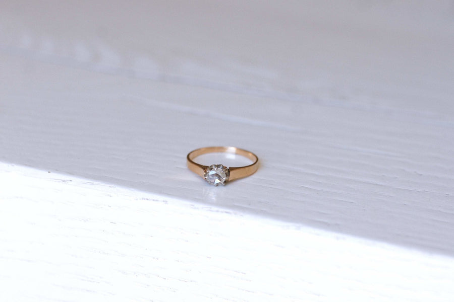 Antique rose gold and diamond solitaire ring - Penelope Gallery