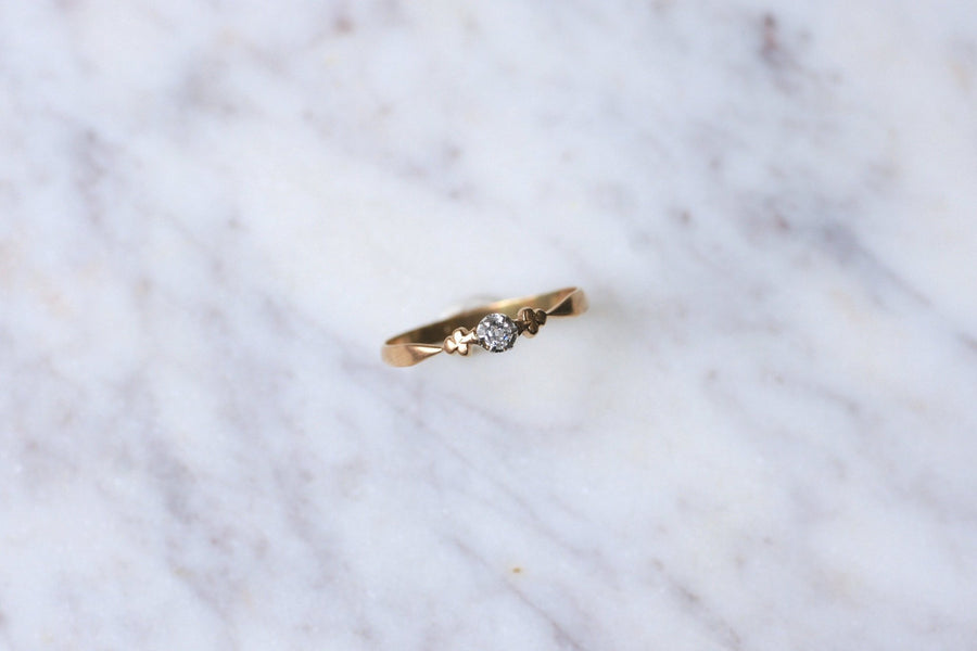 Solitaire pink gold, platinum and diamond ring - Galerie Pénélope
