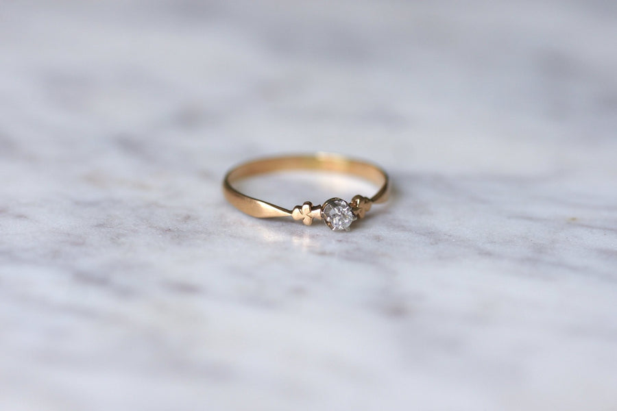 Solitaire pink gold, platinum and diamond ring - Galerie Pénélope