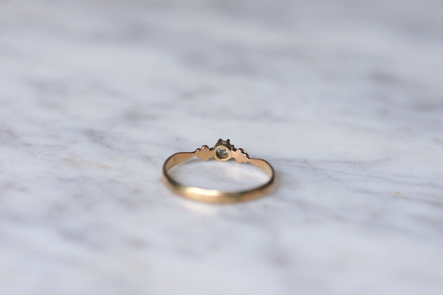 Solitaire pink gold, platinum and diamond ring - Galerie Pénélope