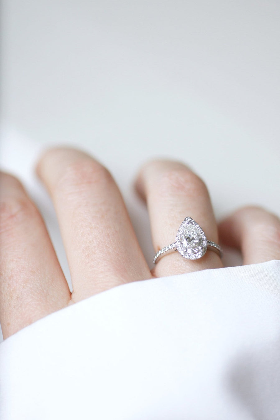 1.14 Carat Pear Halo Diamond Solitaire Ring - Galerie Pénélope