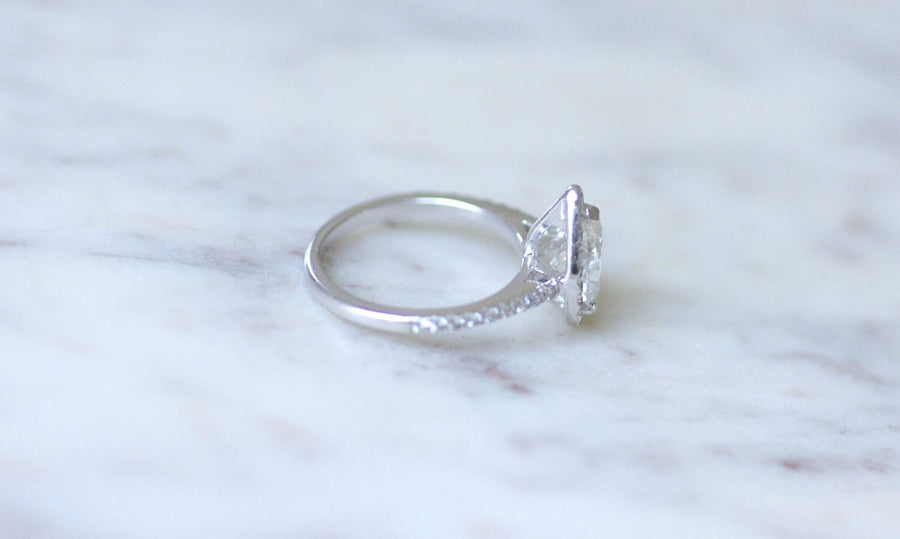 1.14 Carat Pear Halo Diamond Solitaire Ring - Galerie Pénélope