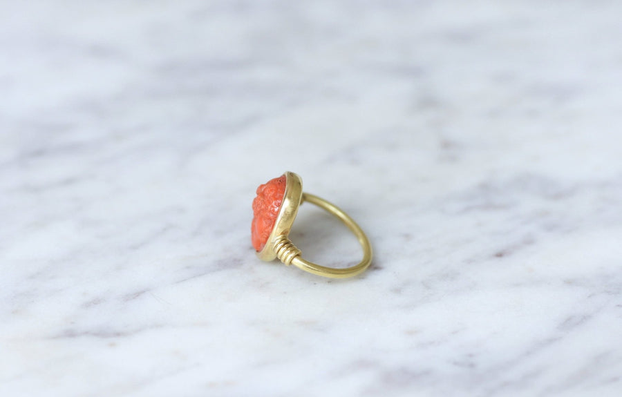 Antique style cameo coral ring - Penelope Gallery